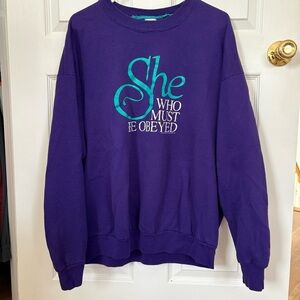 Vintage Purple Crewneck Sweatshirt with Teal Stitching